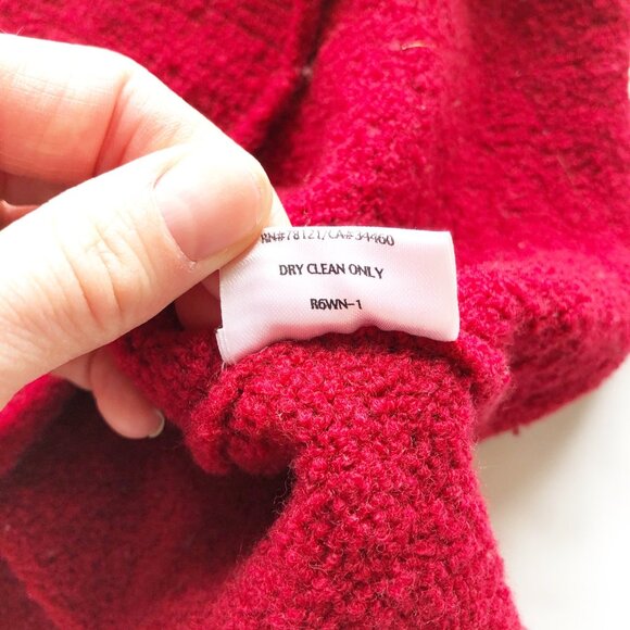EILEEN FISHER Wool Red V Neck Pullover Sweater Womens Small Petite - Picture 7 of 10